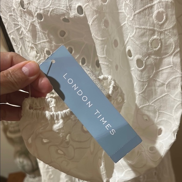 London Times White Bishop Sleeve Sundress. NWT. Size 6 - Picture 4 of 11